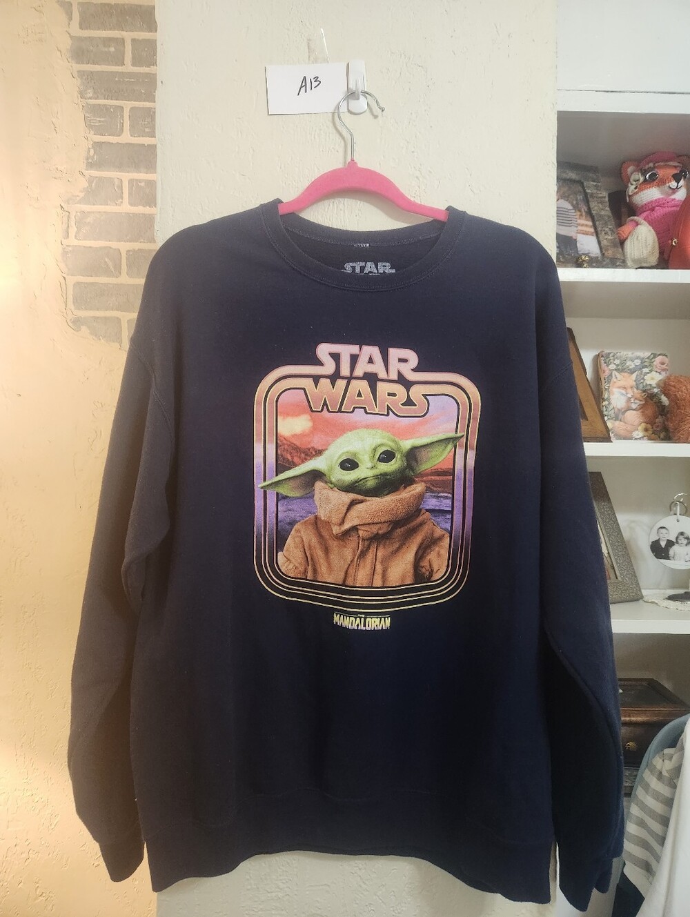 Star Wars Navy Crewneck Sweatshirt with Grogu Graphic